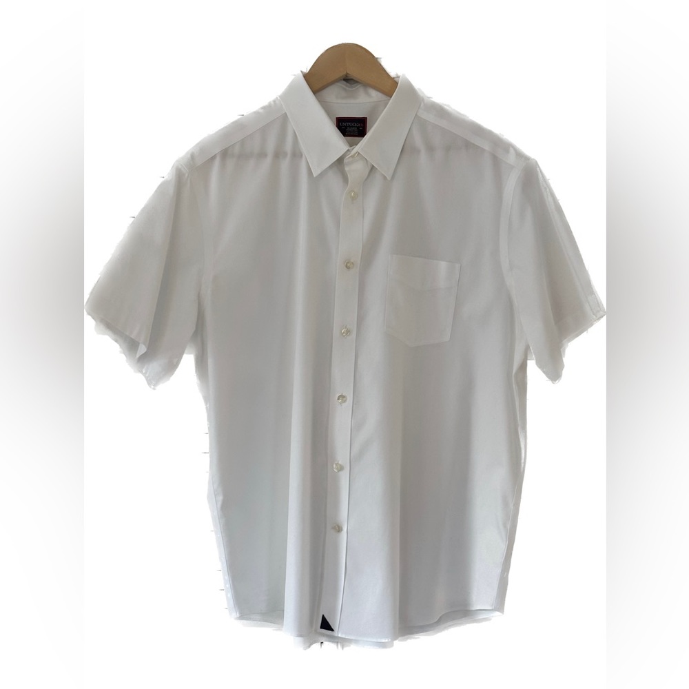 UNTUCKit Men’s Button-down Short sleeve Shirt, XL, White